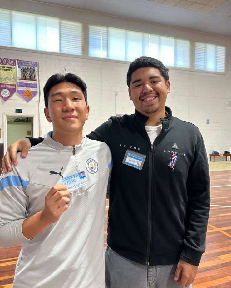 MBS student council candidate wearing a name tag during elections