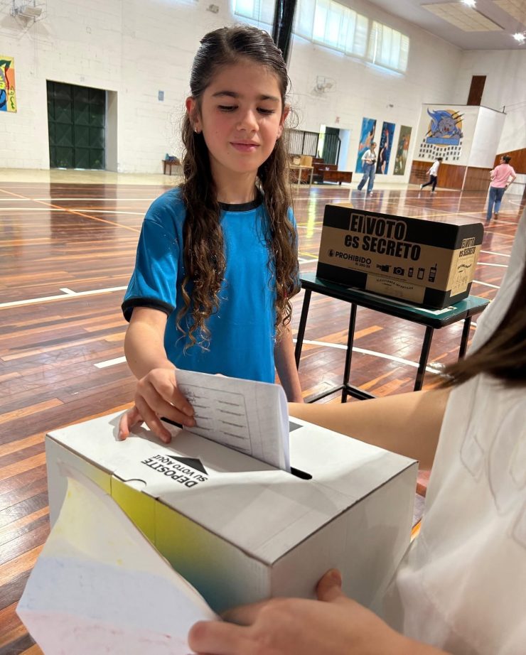 Marian Baker School student casting a vote in the student council elections